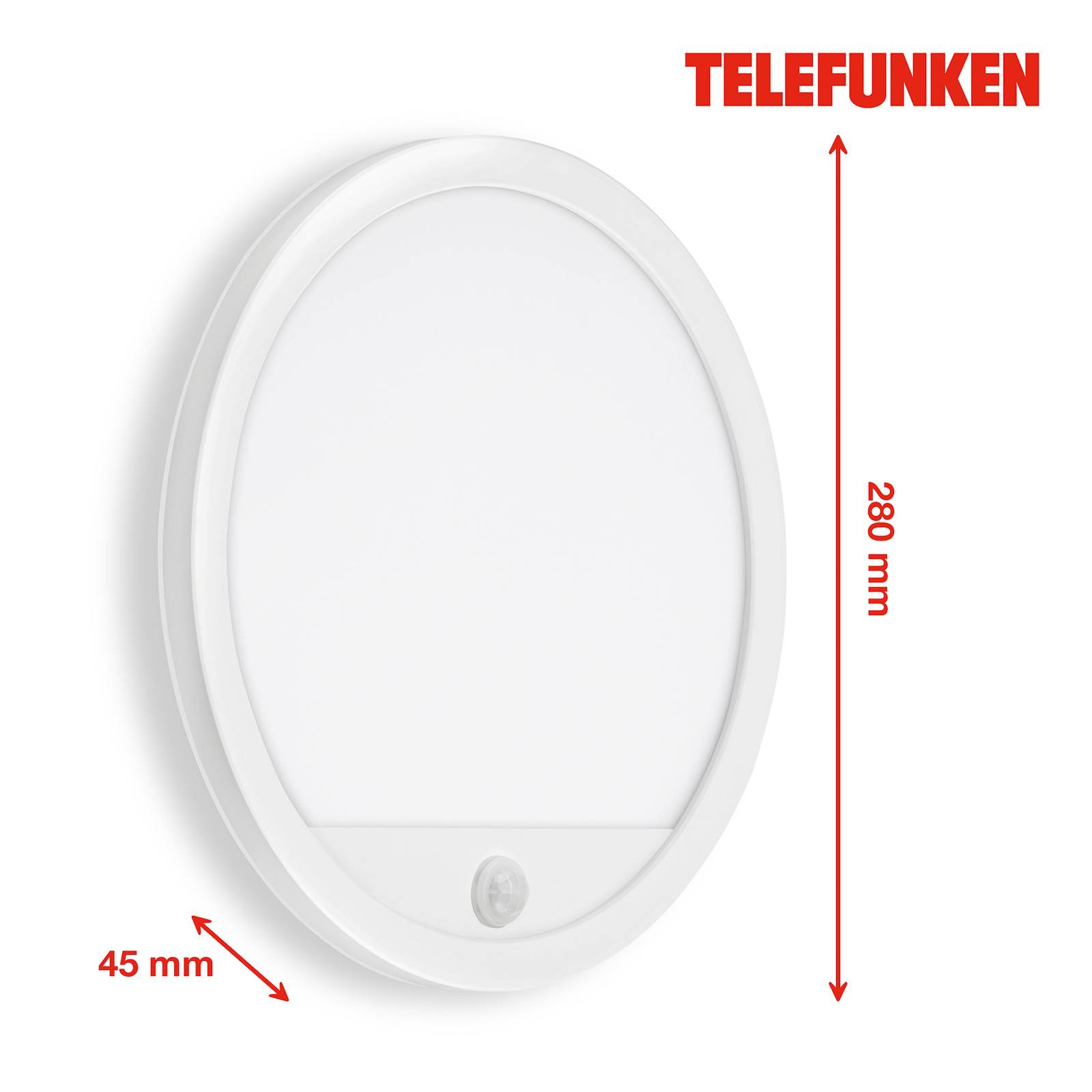 Telefunken Kinkiet Nizza z czujnikiem Ø 28cm biały 4 000 K