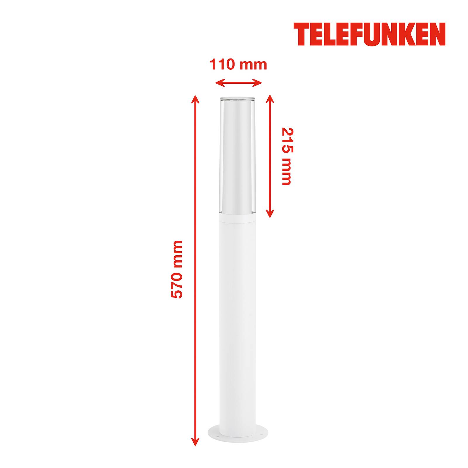 Telefunken Bristol słupek LED, 57 cm, biały