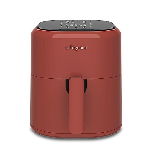 Tognana Iridea Frytkownica powietrzna 4,5 l z nieprzywierającym pojemnikiem i grillem oraz wyświetlaczem cyfrowym, jabłko czerwone