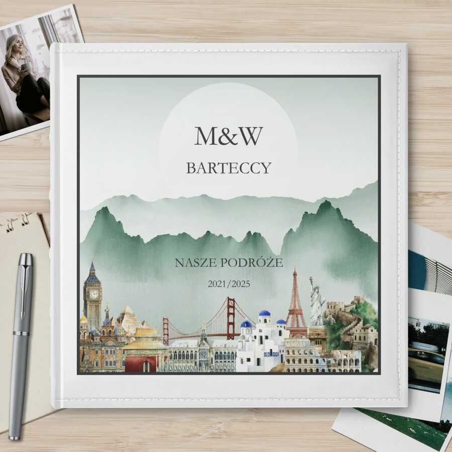 Duży album na zdjęcia z nadrukiem dla pary podróżników na ślub roczn