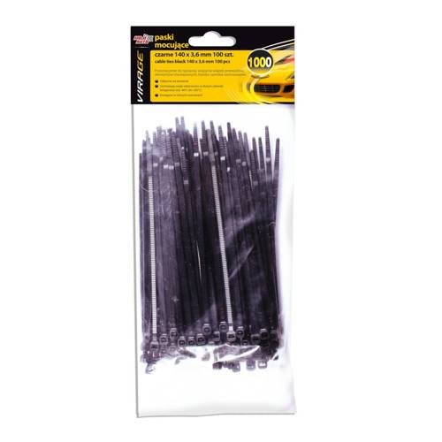 Moje Auto VIRAGE Paski mocujące czarne 100szt 140x3,6mm 96-007 96-007