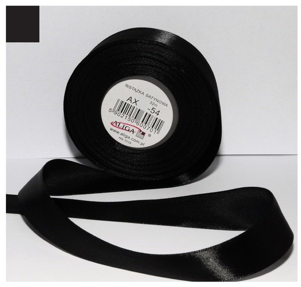 Wstążka Satynowa Czarna 6 Mm 32 Mb. Ax06-54, Aliga