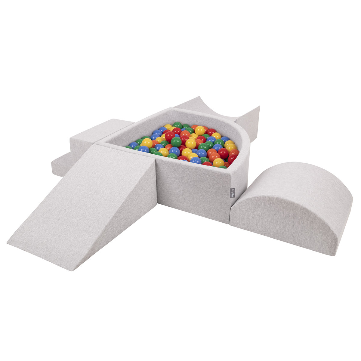 Kiddymoon Piankowy Plac Zabaw Ppzp-Tr30D-115 Z Piłeczkami Jasnoszary: Żółty-Zielony-Niebieski-Czerwony-Pomarańcz Basen 300/Klin L/Rampa L/Półwałek L..