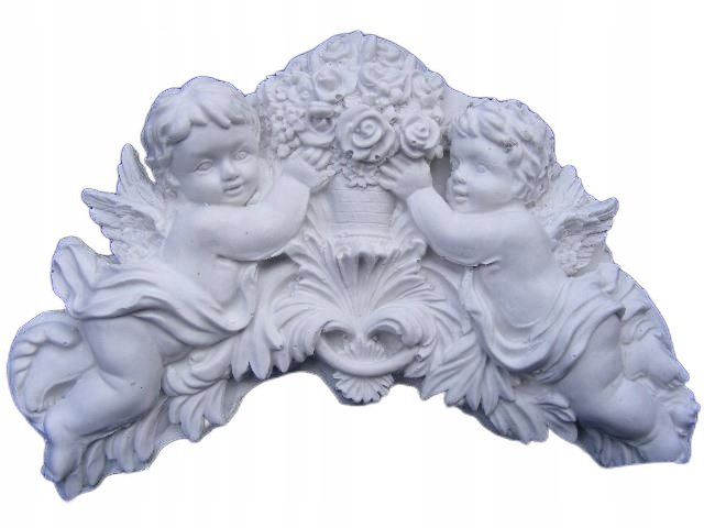 Relief,aniołki z bukietem róż