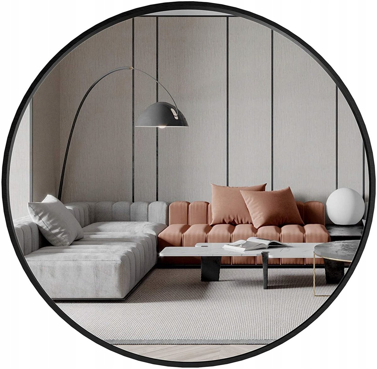 LUSTRO W RAMIE OKRĄGŁE 50 CM ŁAZIENKA SALON LOFT