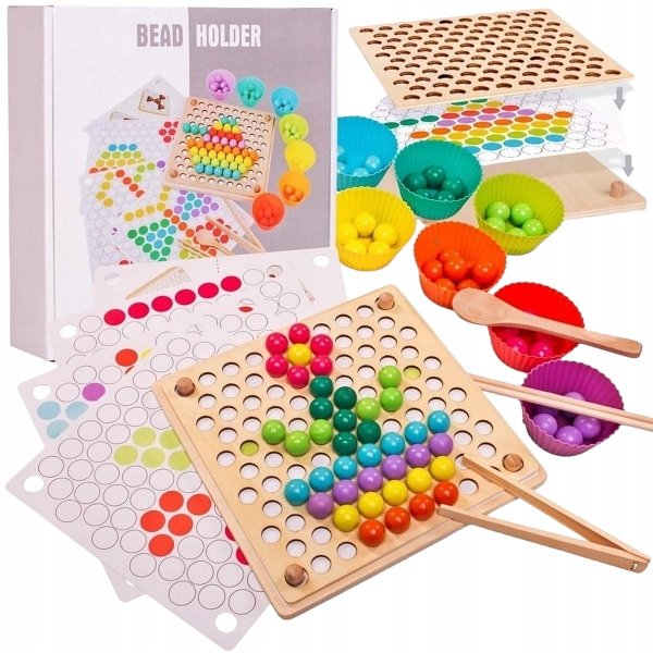Drewniana Układanka Montessori Kule Koralik Puzzle