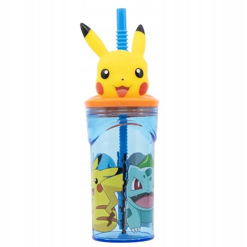 KUBEK ZE SŁOMKĄ POKEMON Z GŁOWA PIKACHU 3D 360ml