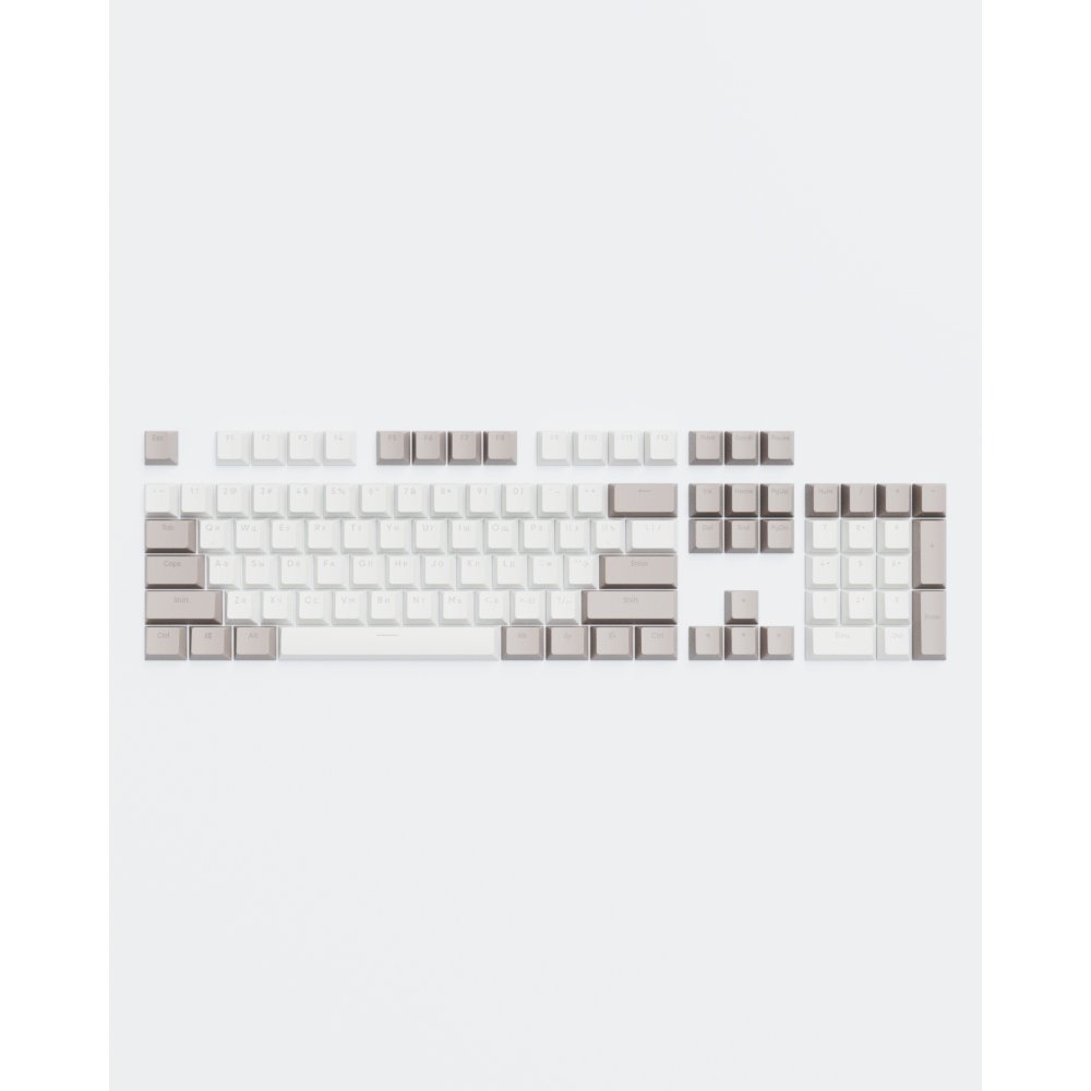 Dark Project KS-48 Keycapy PBT (ENG/RU/UA - szary/biały)