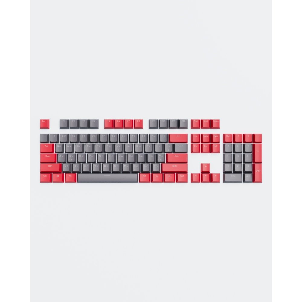 Dark Project KS-42 Keycapy PBT (ENG/RU/UA - szary/czerwony)