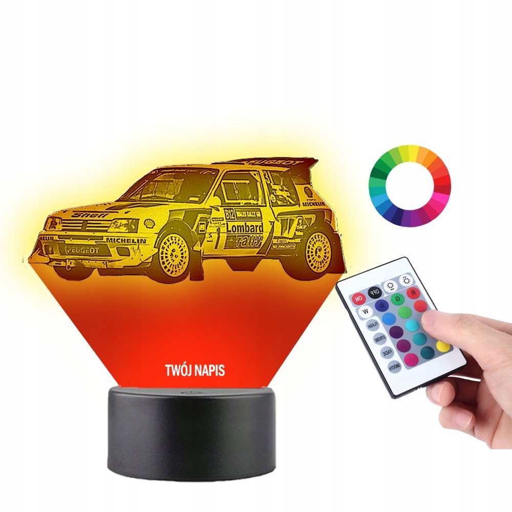 Lampka na Biurko 3D Samochód Peugeot Wyścigowy