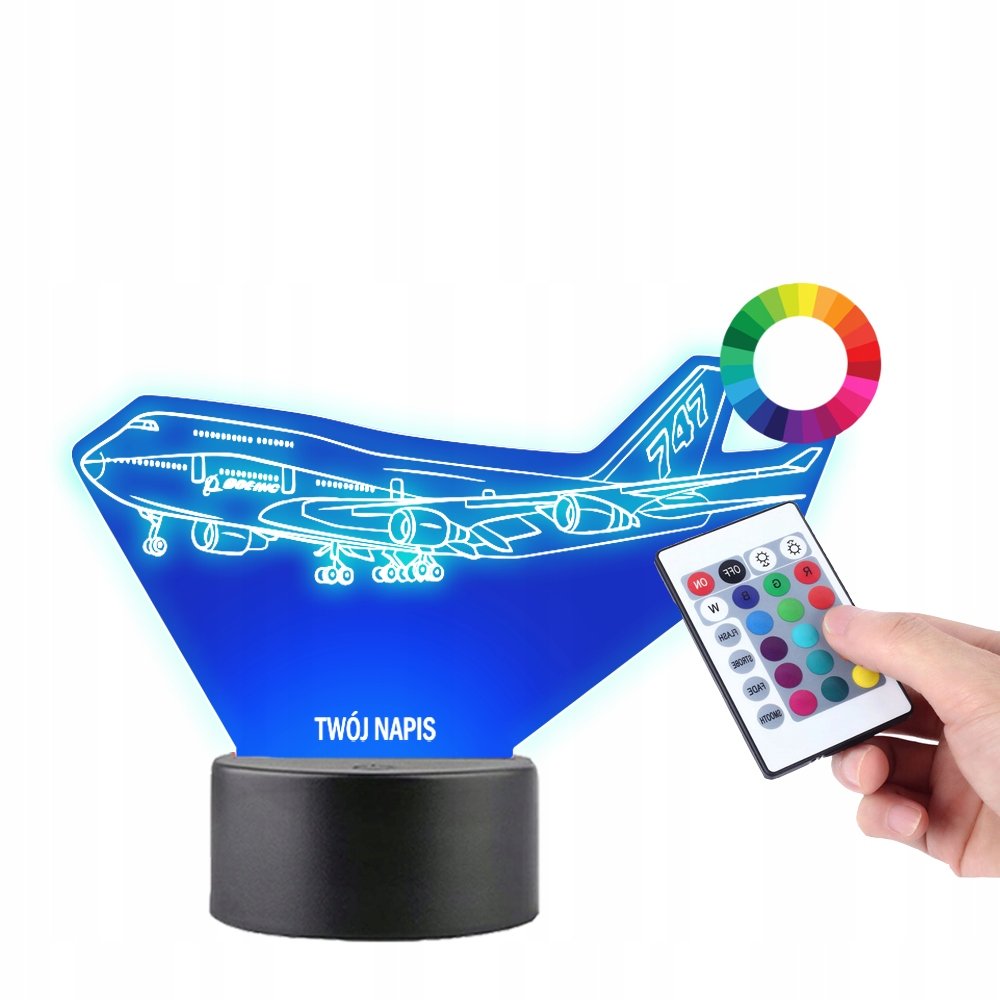 Lampka na Biurko Statuetka Led Samolot Boeing 747