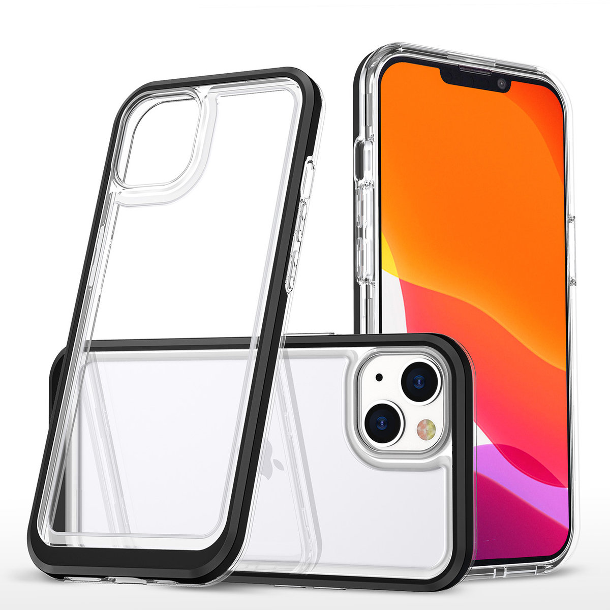 Hurtel Clear 3in1 etui iPhone 14 Plus silikonowy pokrowiec z ramką czarne