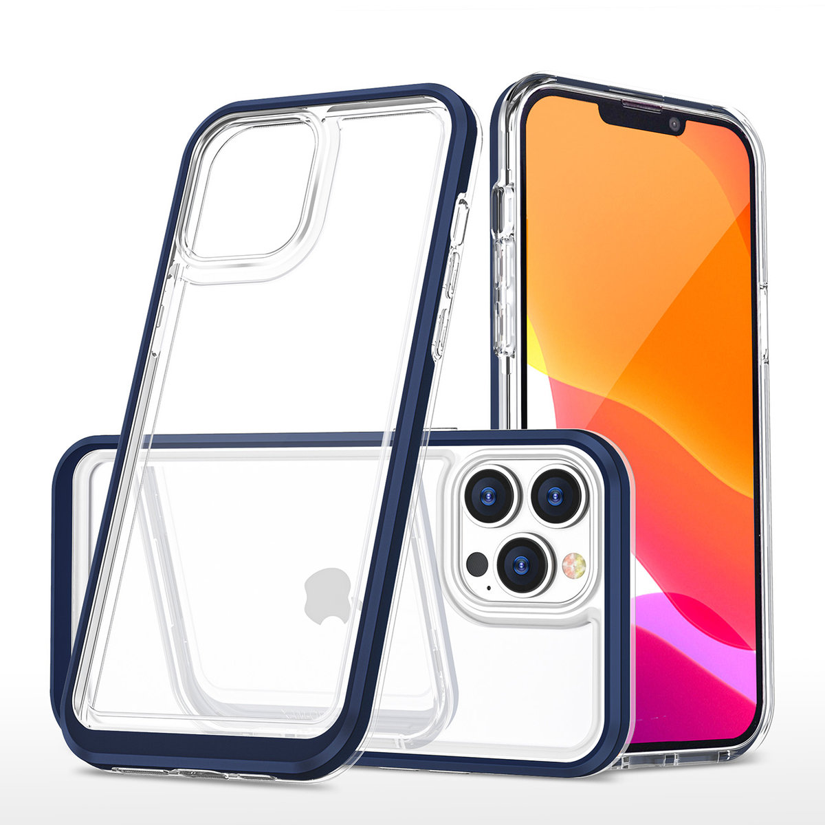 Hurtel Clear 3in1 etui iPhone 14 Pro silikonowy pokrowiec z ramką niebieskie