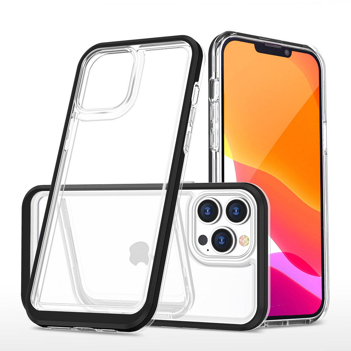 Hurtel Clear 3in1 etui iPhone 14 Pro silikonowy pokrowiec z ramką czarne