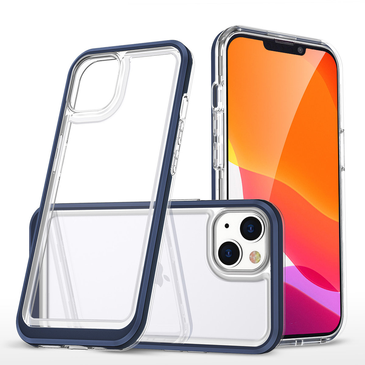 Hurtel Clear 3in1 etui iPhone 14 silikonowy pokrowiec z ramką niebieskie