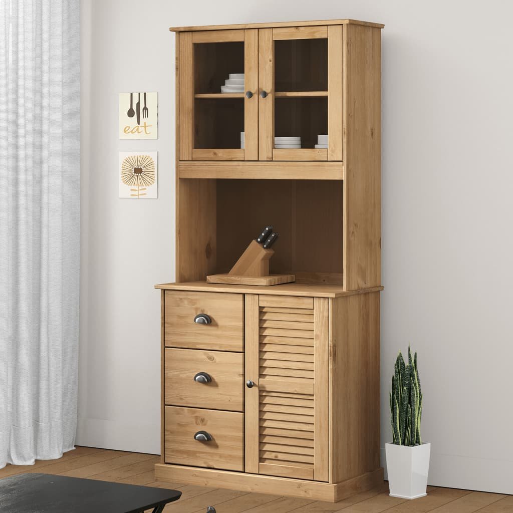 vidaXL Kredens VIGO, 78x40x175 cm, lite drewno sosnowe