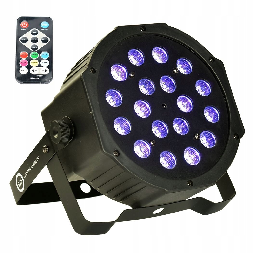 LIGHT4me LED PAR 18x3W UV - lekki, uniwersalny reflektor slim LED PAR UV z funkcją stroboskopu