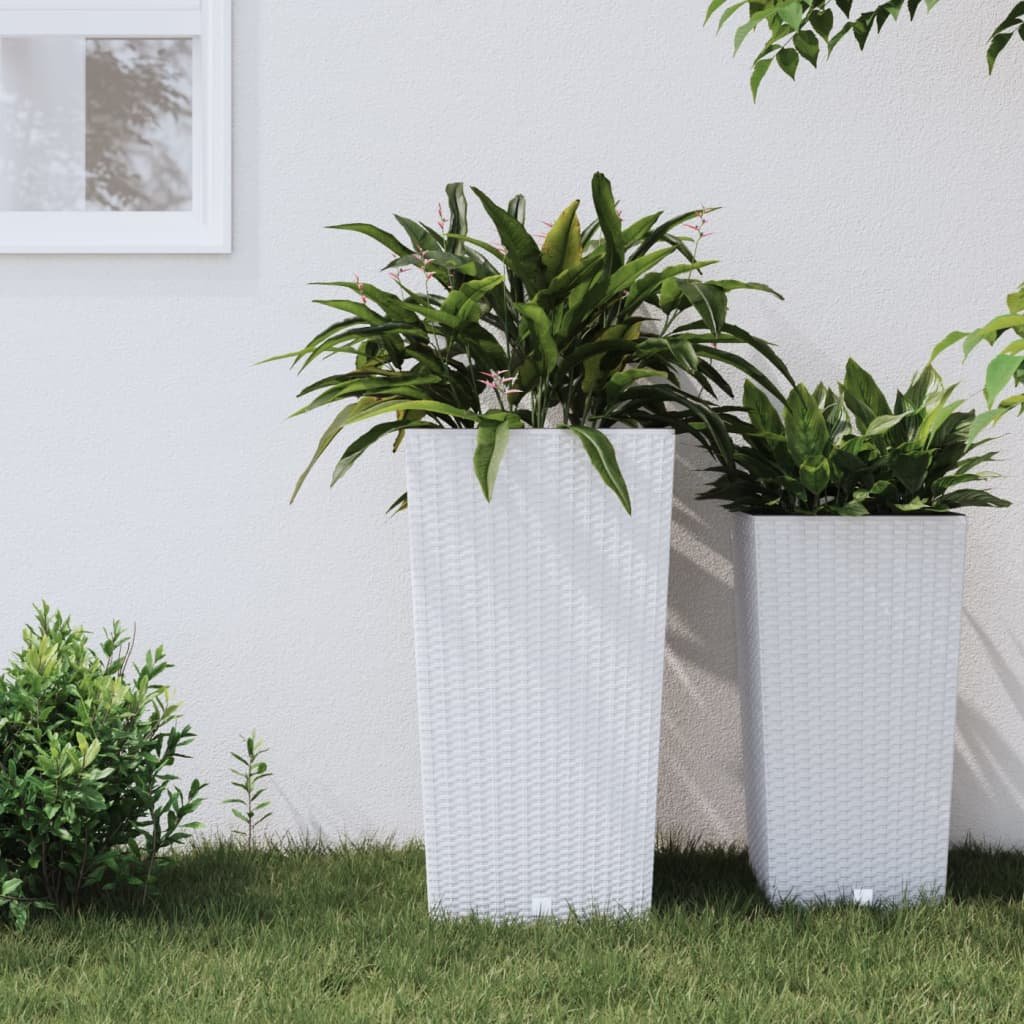 vidaXL Donica z pojemnikiem wewnętrznym, biała, 21/49 L, rattan PP
