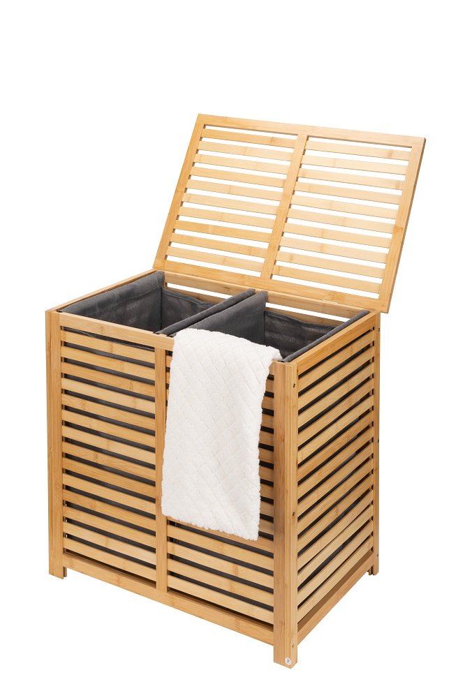 Opinie o Kosz na pranie bambusowy dwukomorowy BAMBOO
