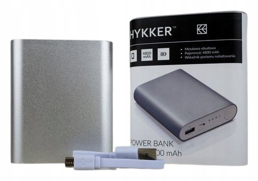 Hykker Power Bank 4800 Mah (Szary/Srebrny)
