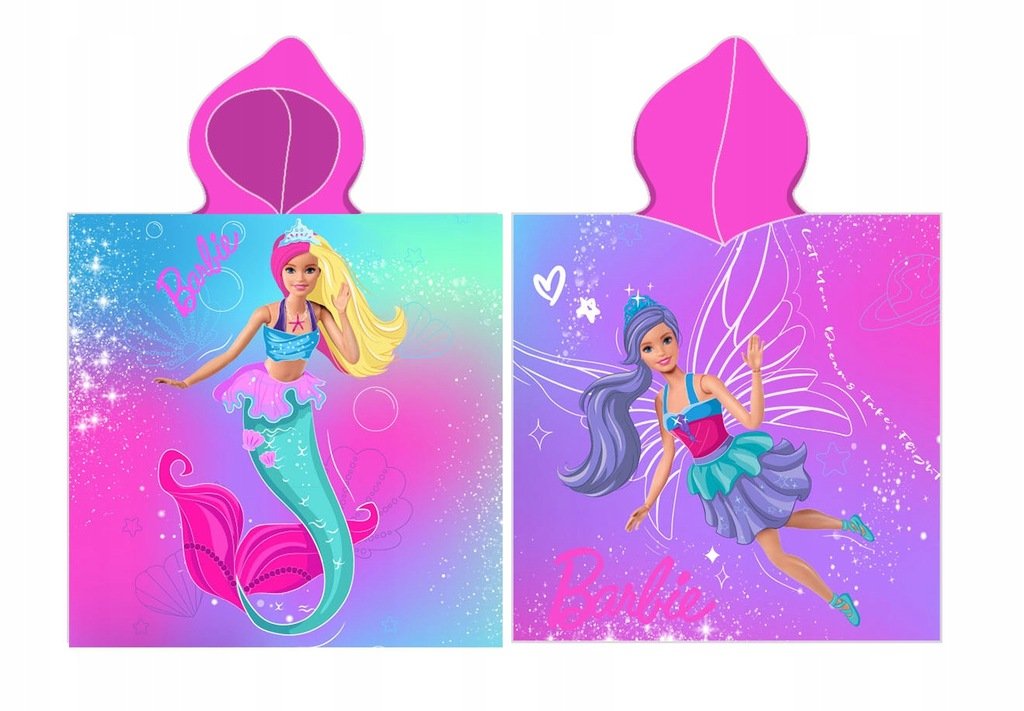 RĘCZNIK PONCHO 55x110 BARBIE SYRENKA