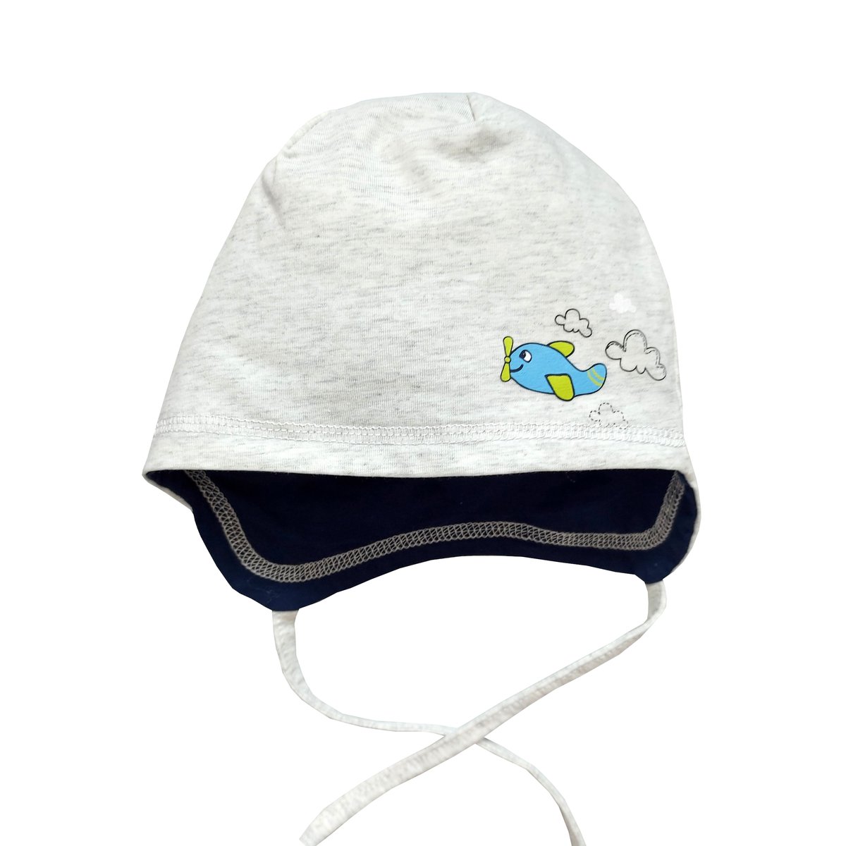 Czapka niemowlęca dla chłopca bawełniana YOCLUB Samolot szara