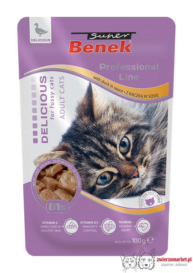 SUPER BENEK Saszetka dla kotów wybrednych kaczka w sosie 100g