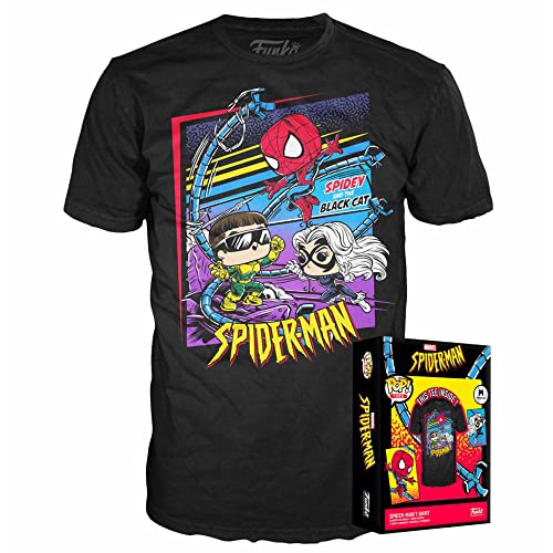 Funko Herbata w pudełku: Marvel - Spider-Man: Spidey Cat Doc - Large - (L) - T-Shirt - Odzież - Pomysł na prezent - Top z krótkim rękawem dla dorosłych mężczyzn i kobiet - oficjalni fani towarów