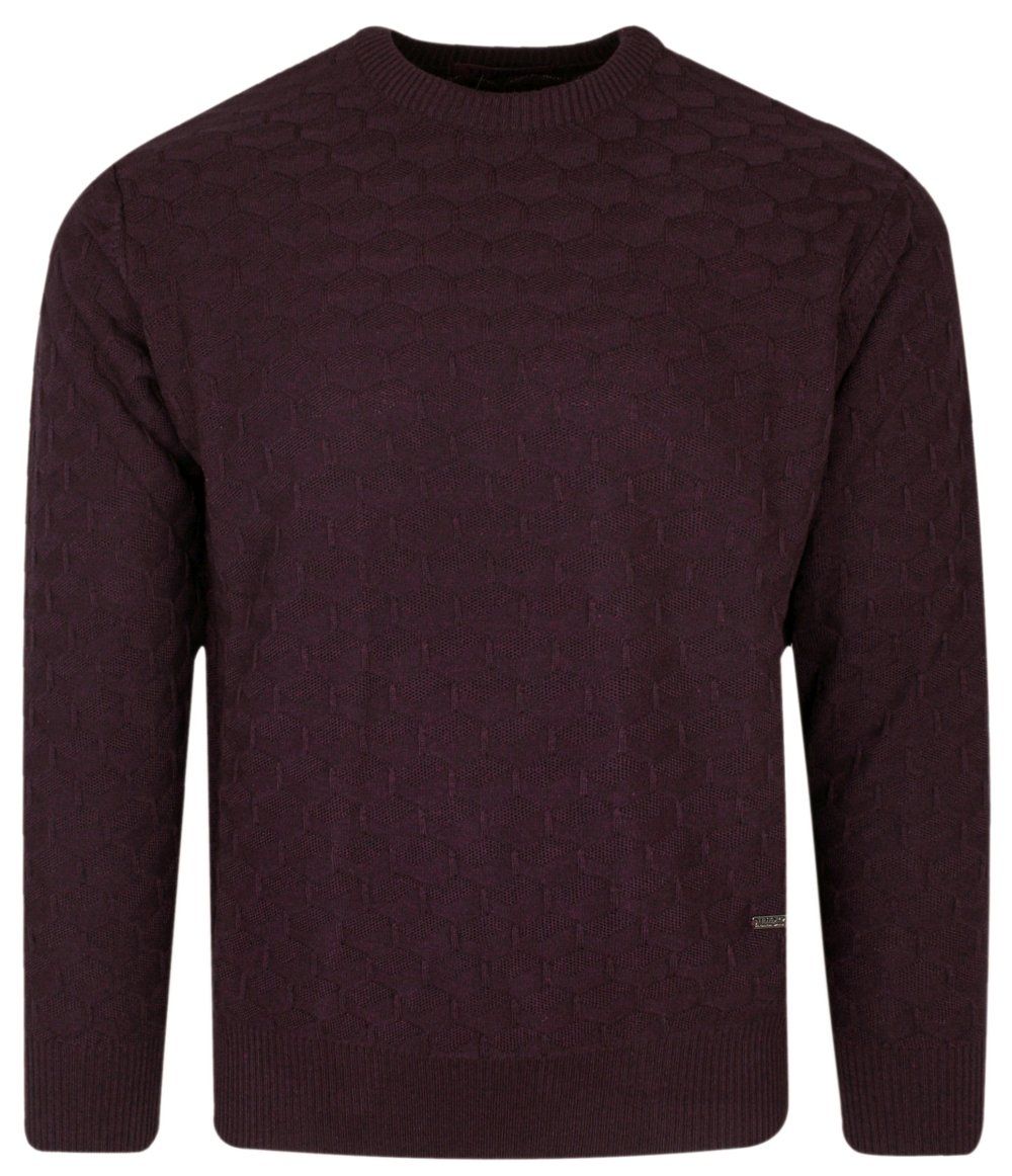 Sweter w Okrągły Dekolt, U-neck, Bordowy, Męski -TRIKKO - Trikko