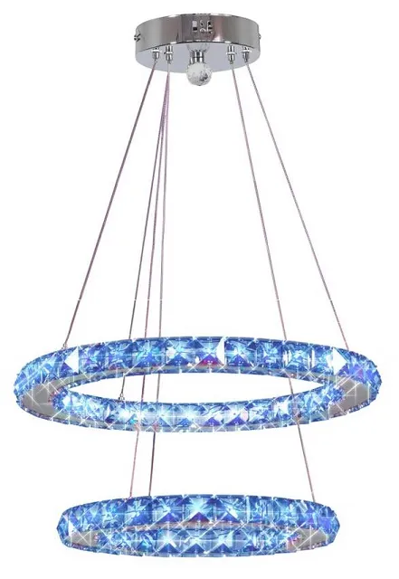 Podwójna kryształowa lampa wisząca LED sterowana pilotem - V074 R9-H07
