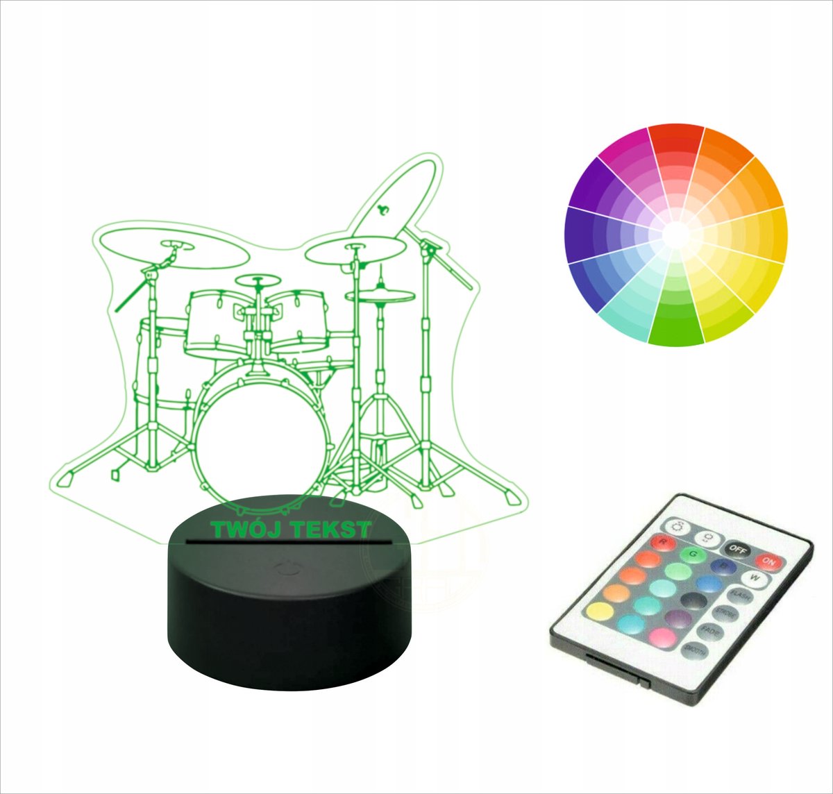 Lampka nocna NA BIURKO 3D LED imię ZESPÓŁ PERKUSJA