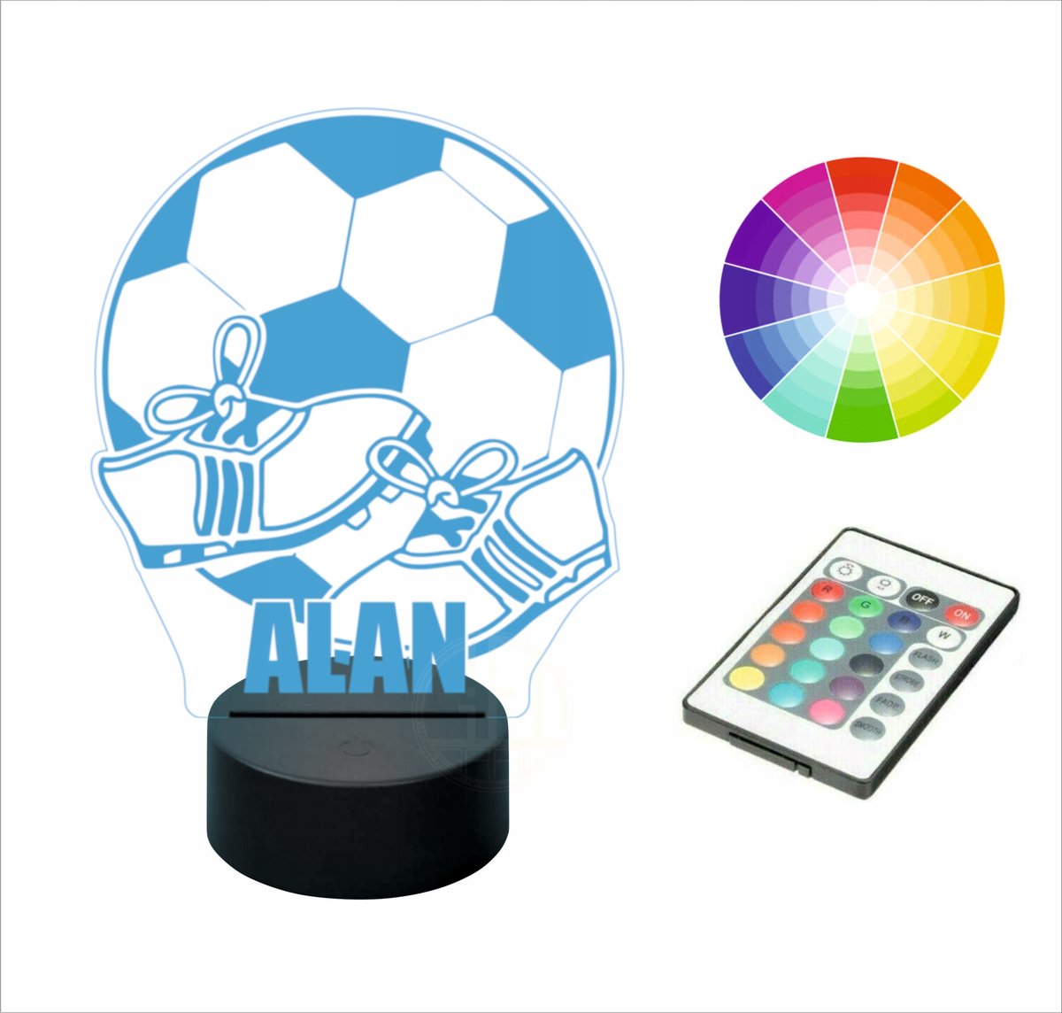 Lampka nocna NA BIURKO LED imię grawer PIŁKA KORKI