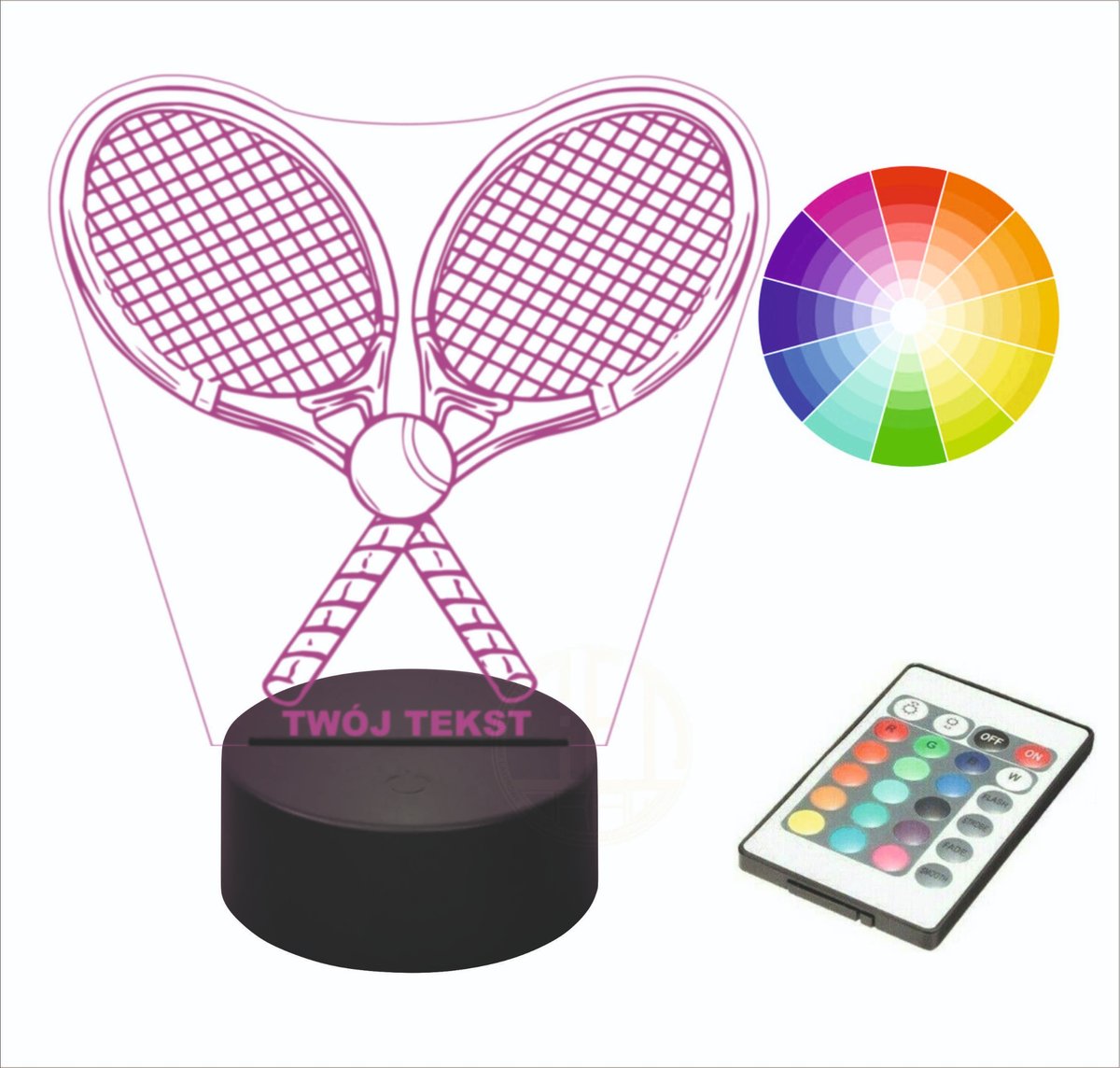 Lampka nocna na biurko LED 3D TENIS RAKIETY