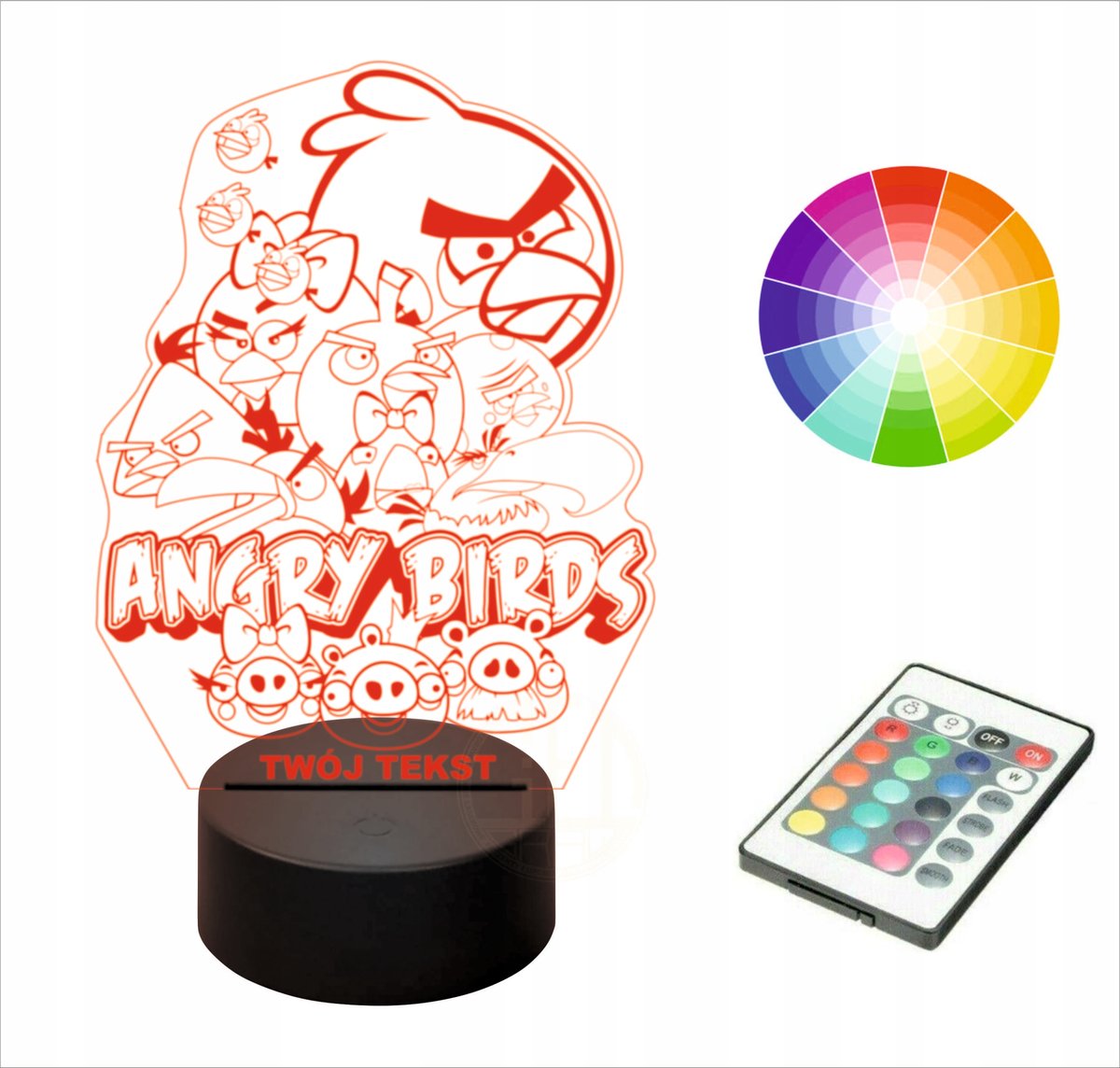 Lampka 3D Na Biurko Angrybirds Prezent Grawer Imię