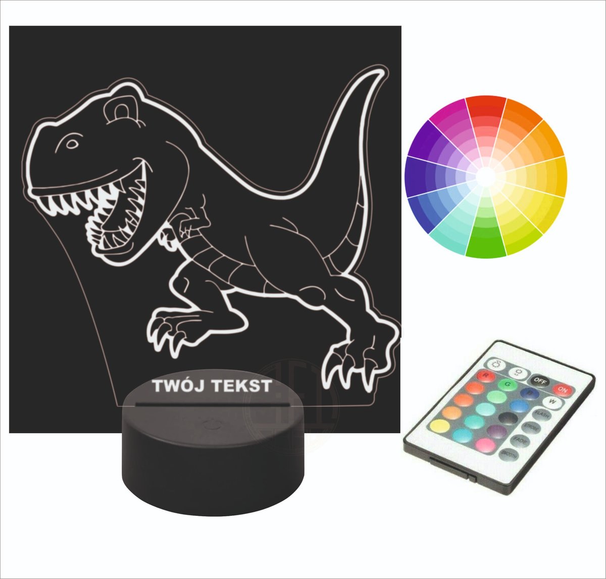 Lampka nocna LED imię grawer DINOZAUR T REX
