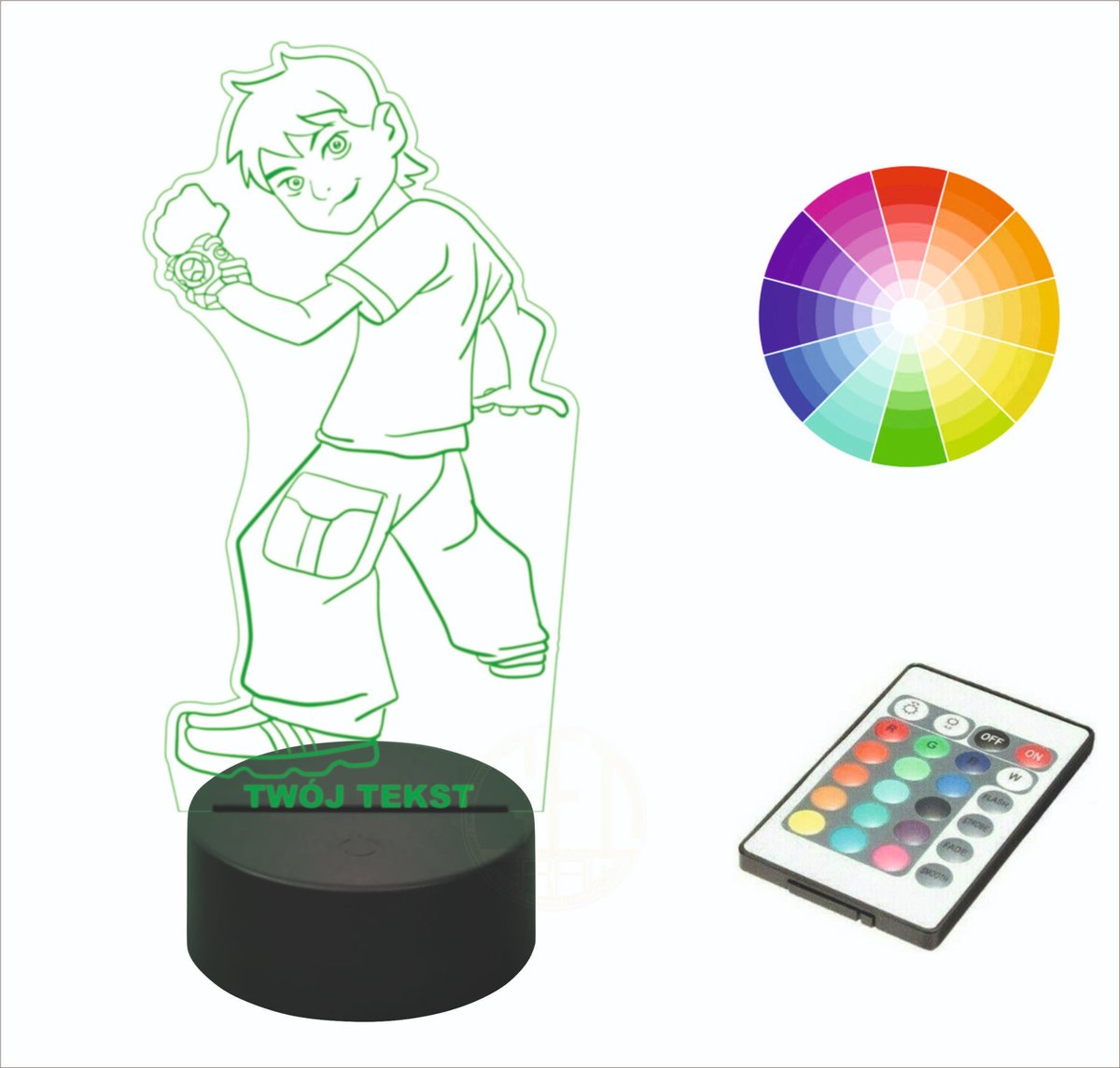 Lampka nocna na biurko LED 3D grawer BEN 10