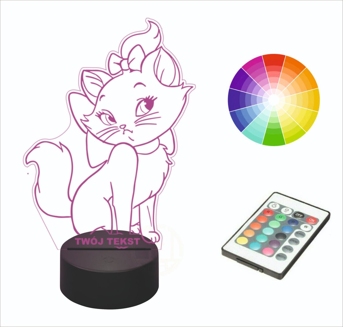 Lampka nocna na biurko LED 3D grawer KOTEK