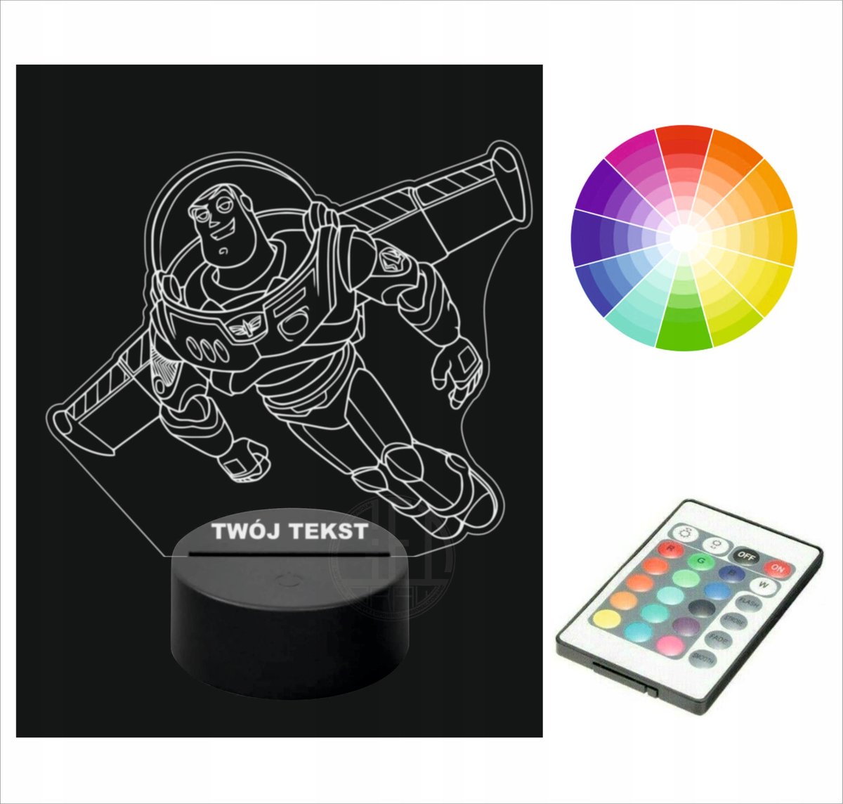 Lampka nocna NA BIURKO 3D LED imię TOY STORY BUZZ