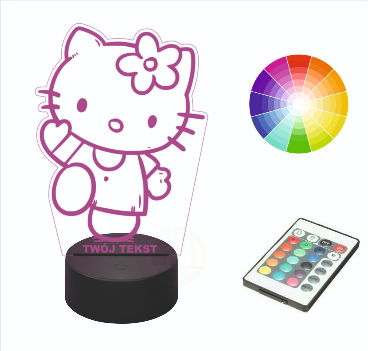 Lampka nocna na biurko LED 3D grawer KITTY