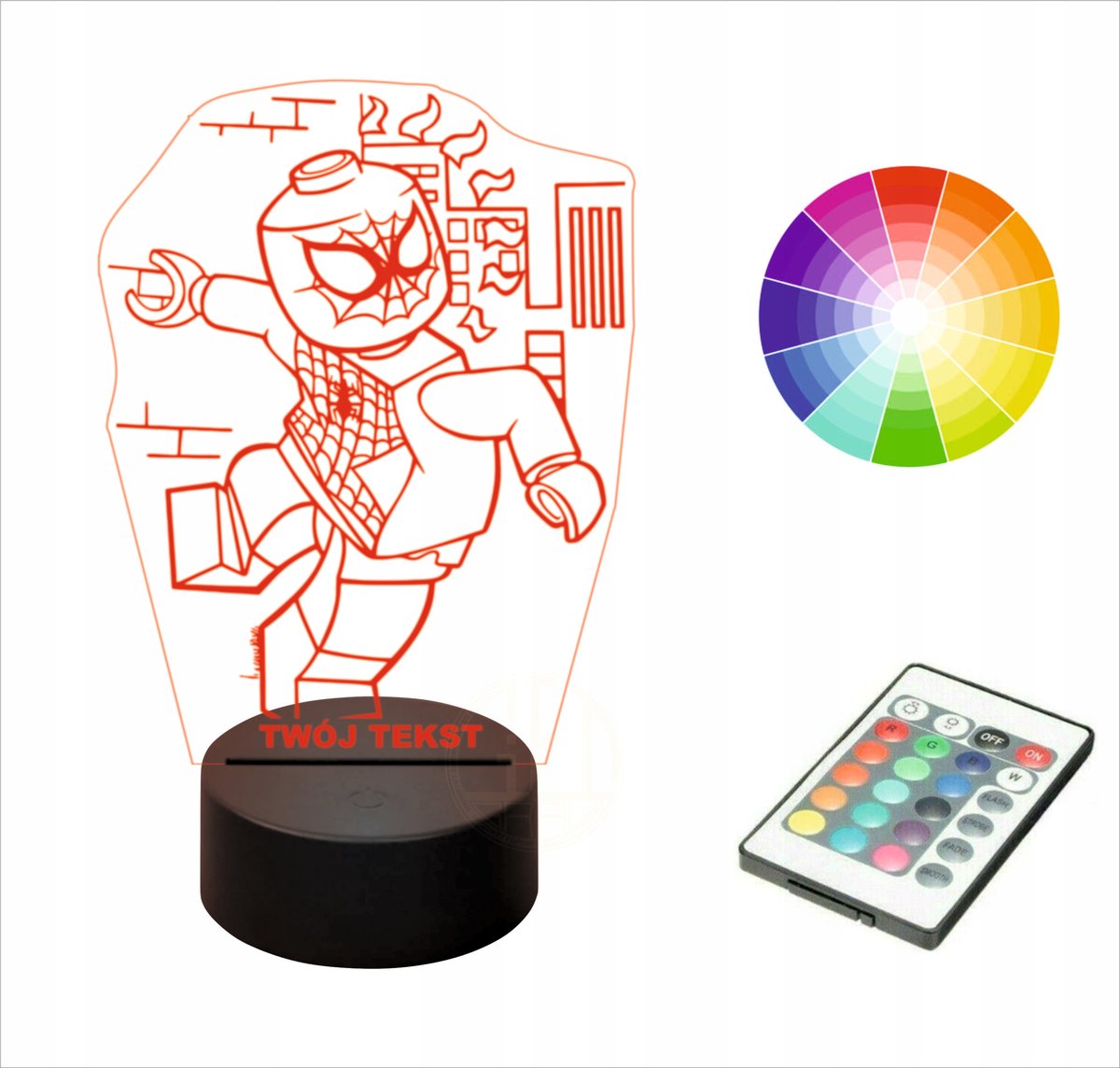 Lampka nocna NA BIURKO 3DLED imię SPIDERMAN LEGO