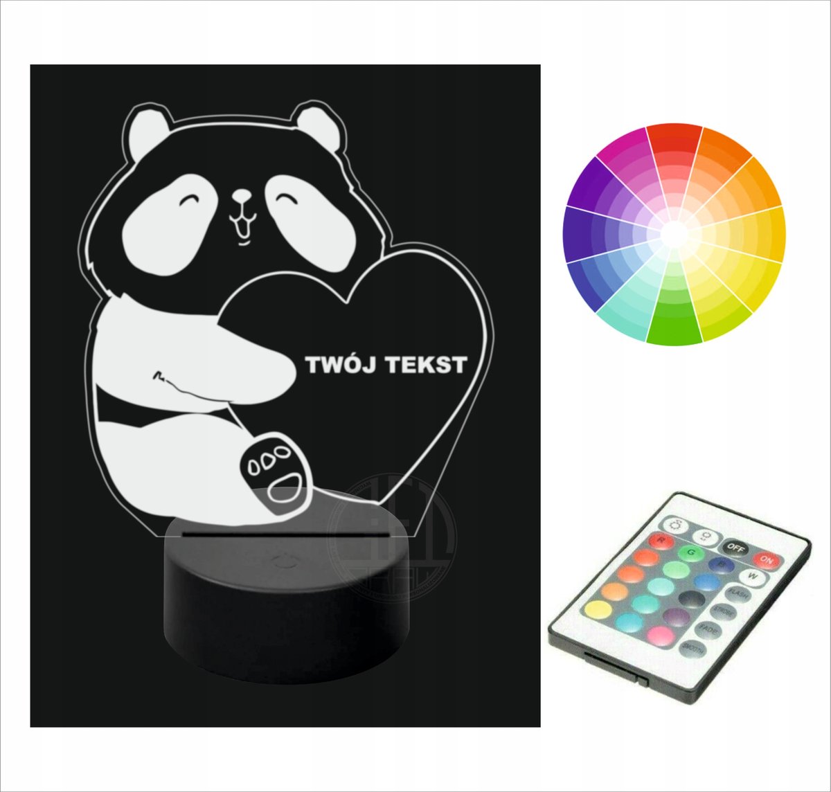 Lampka nocna NA BIURKO 3D LED imię MIŚ PANDA KOALA