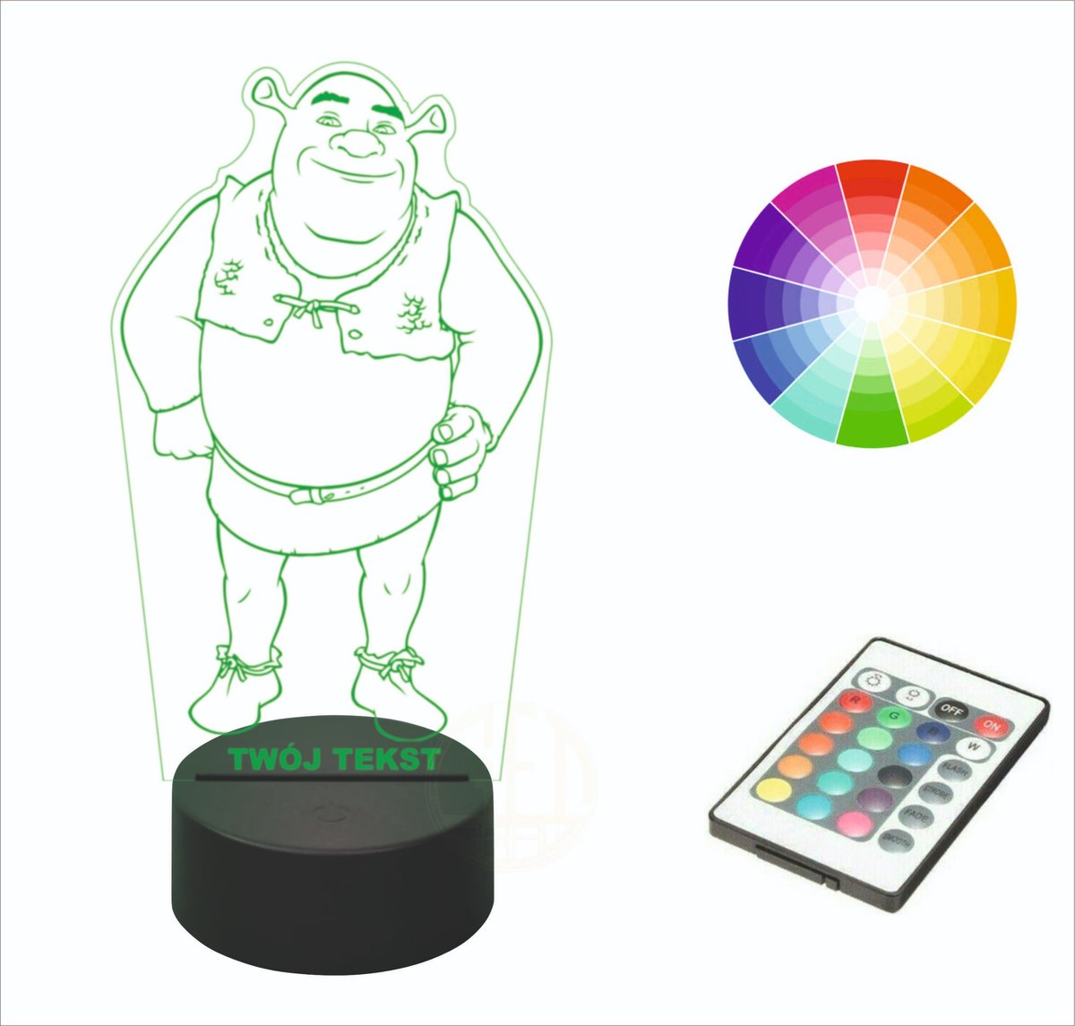 Lampka nocna na biurko LED 3D grawer SHREK