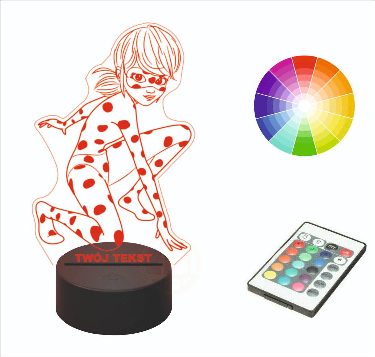 Lampka nocna na biurko LED 3D grawer BIEDRONKA