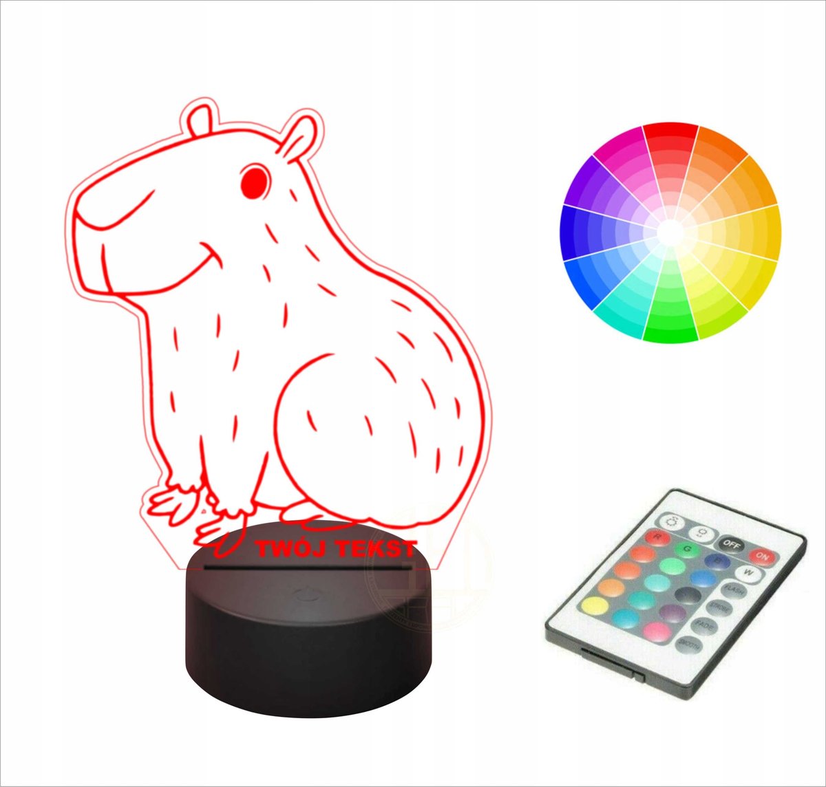 Lampka nocna NA BIURKO 3D LED imię grawer KAPIBARA