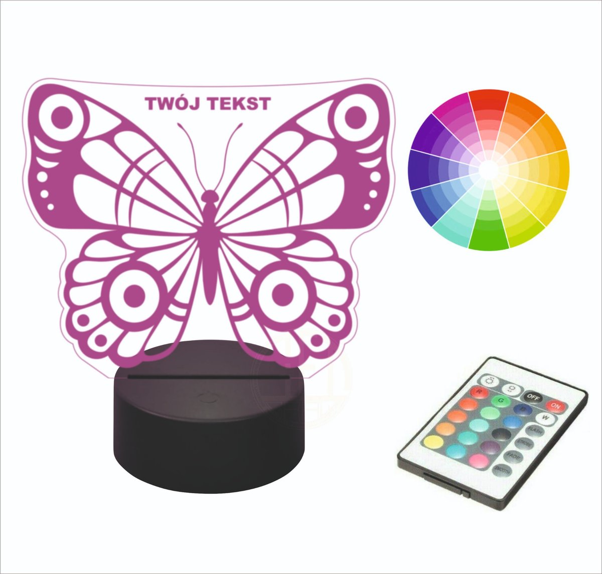 Lampka nocna na biurko LED 3D grawer MOTYL