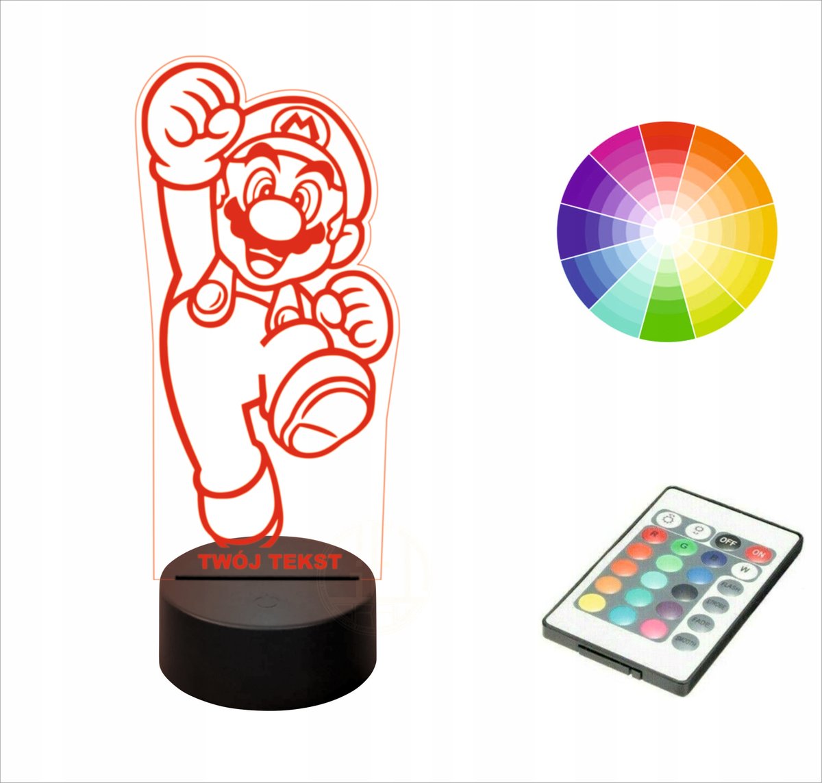 Lampka nocna NA BIURKO 3DLED imię grawerSUPERMARIO
