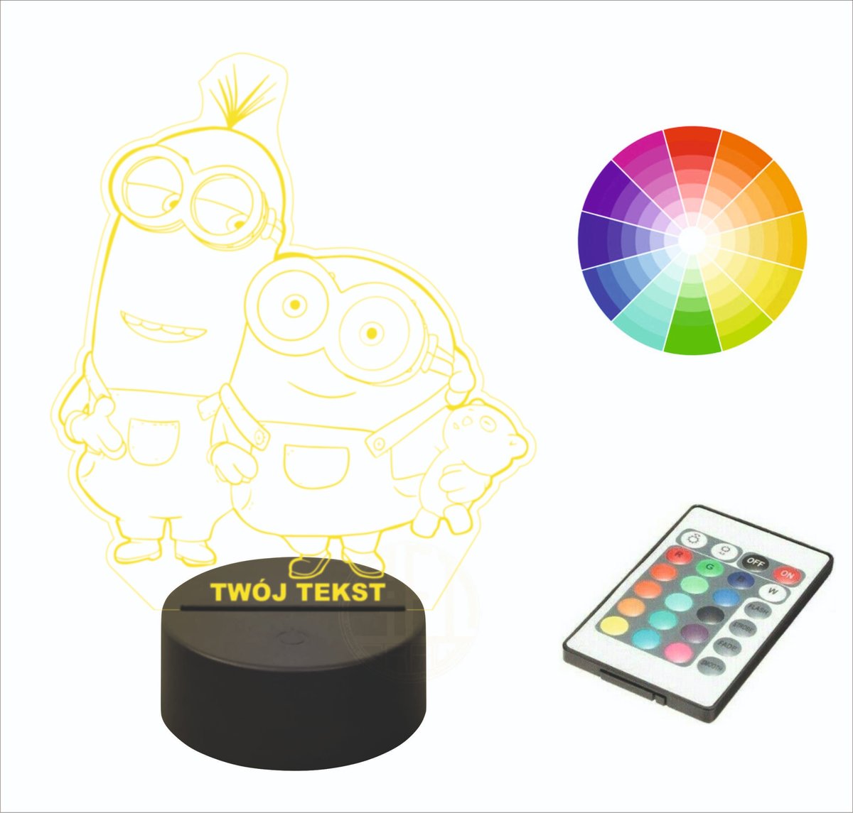 Lampka nocna na biurko LED 3D grawer MINIONKI