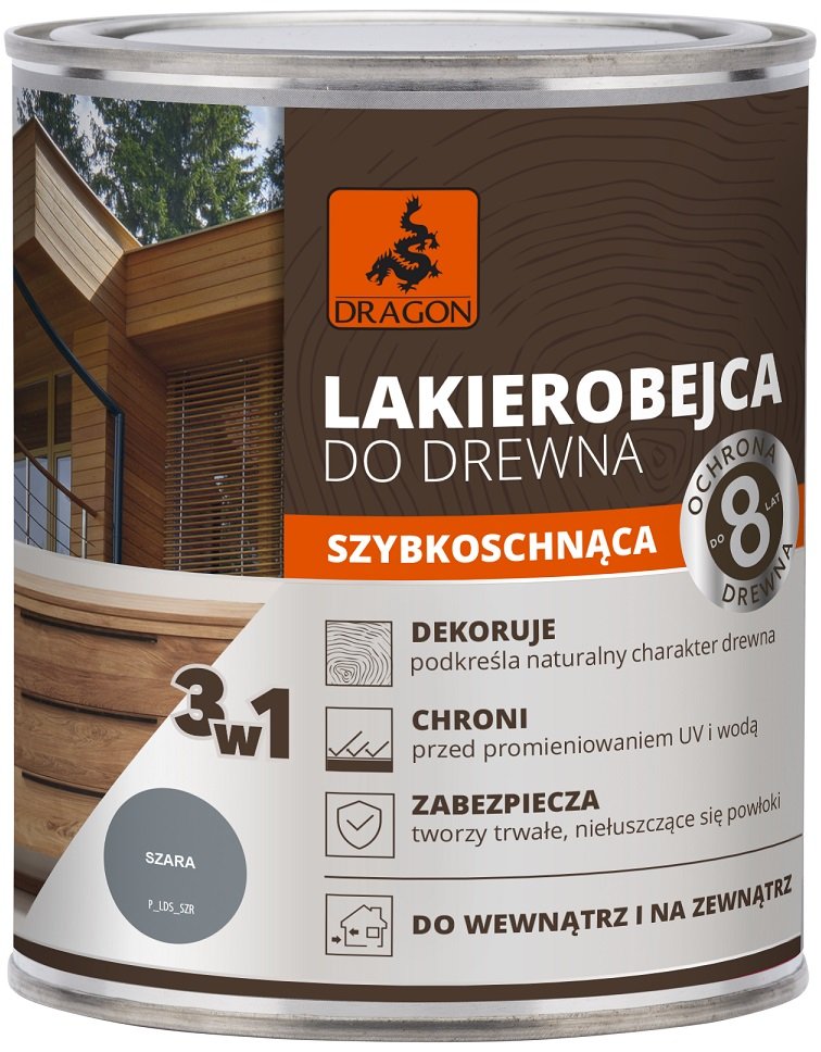 Zdjęcia - Pokarm dla ryb Dragon Lakierobejca do drewna szybkoschnąca 700 ml szara 