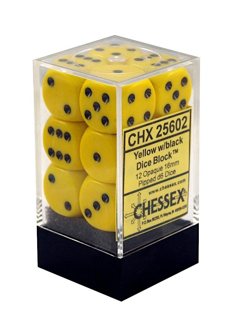 Kostki Yellow Chessex K6 16mm 12szt. +pudełko
