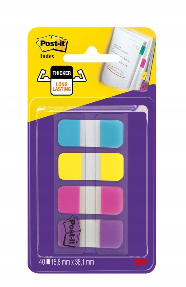 Post-it INNY Zakładki Indeksujące Do Archiwizacji 676 Aypv Pp Silne 16x38mm 4x10 Szt Mix Kolorów 104L068